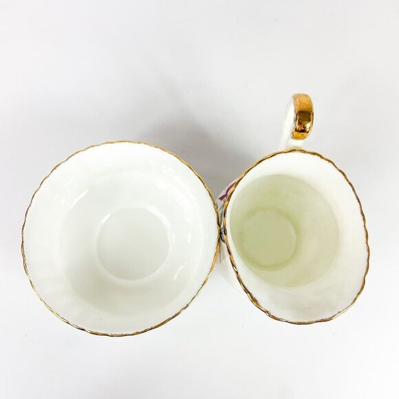 Paragon England Fine Bone China Burgundy Grey Roses Open Sugar and Creamer Set - Picture 5 of 8